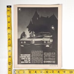 Olds 442 W-32 Black &‎ White Vintage Oldsmobile Print Ad 1969 Hot Rod 8.5" x 11"
